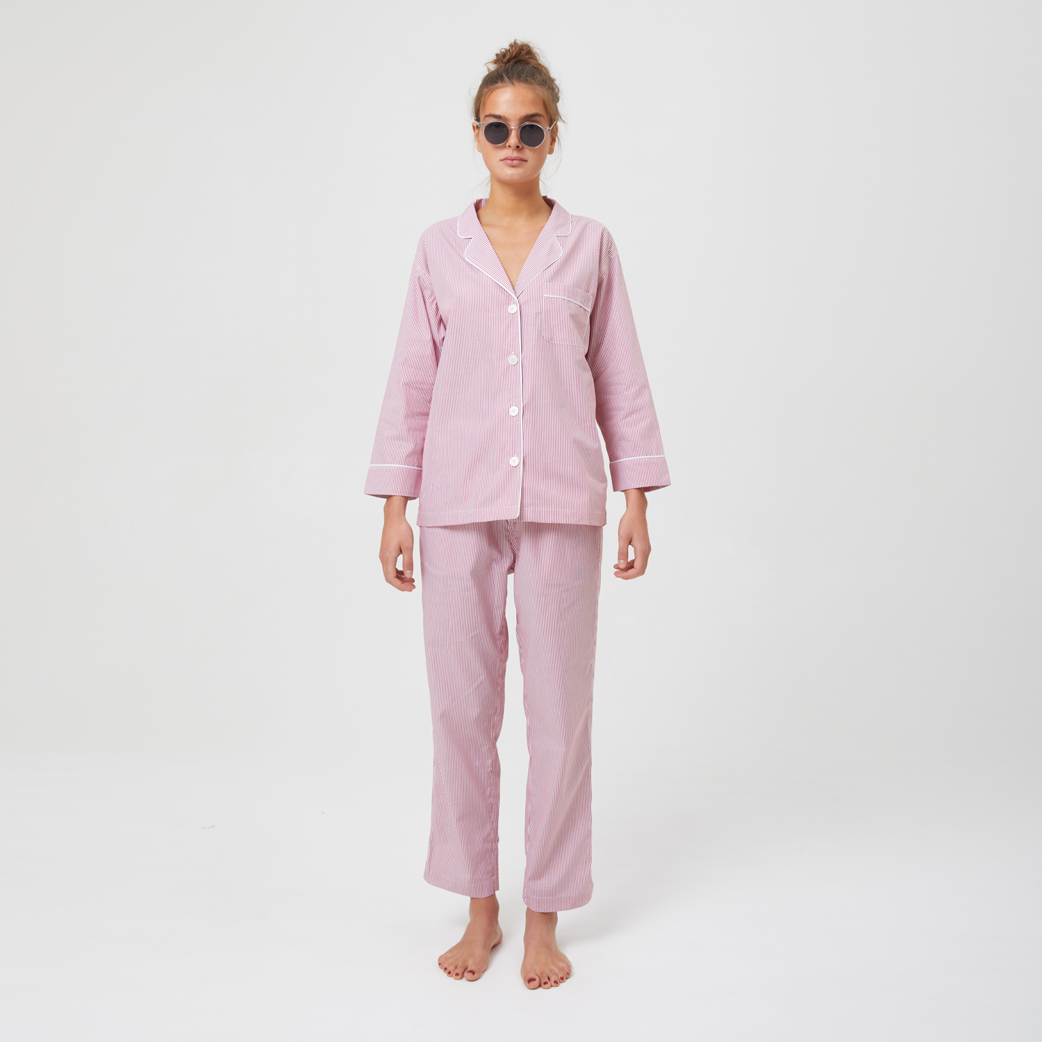 Pyjamas Nufferton | Stripe - Loungewear Loungewear Eve | Official Thin Red & White Unisex – Nufferton Womans Pyjama site -