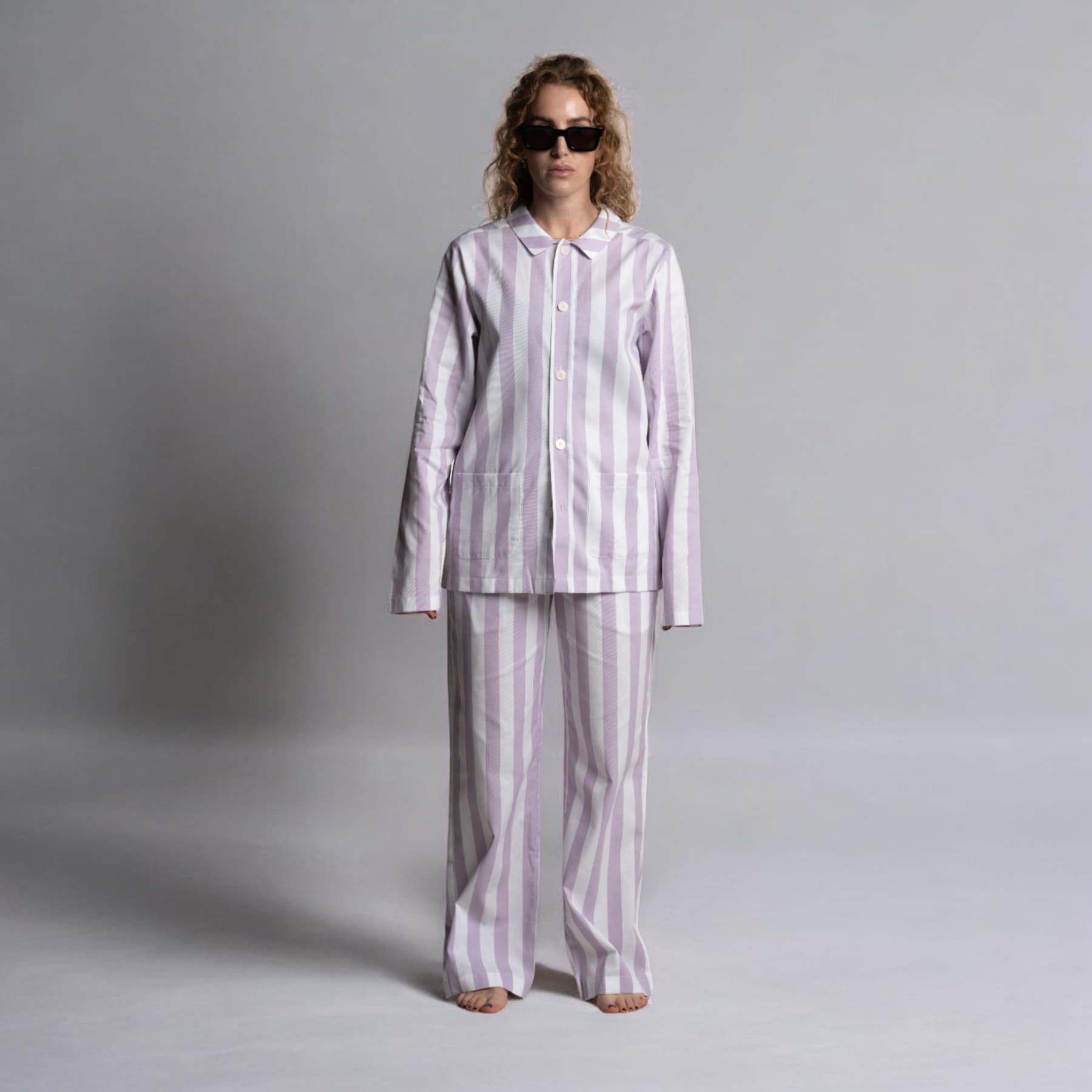 Uno Stripe - Wide legs - Lavender & White